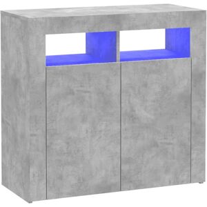 vidaXL Credenza con Luci LED Grigio Cemento 80x35x75 cm