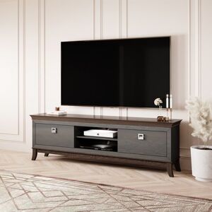 garneroarredamenti Mobile porta tv moderno 2 cassetti 196x63cm antracite lucido rovere scuro Umag