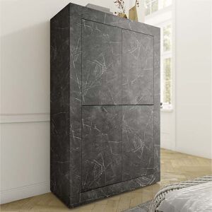 garneroarredamenti Credenza 102x162cm alta 4 ante effetto marmo nero Eternity