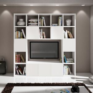 garneroarredamenti Libreria moderna componibile 218x218cm bianco frassinato Kubic 12