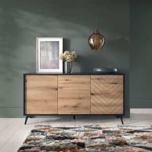 garneroarredamenti Credenza 154x77cm moderna 3 ante soggiorno quercia nero Becca