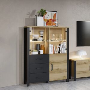 garneroarredamenti Credenza alta moderna 101x146cm rovere nero Nebraska