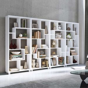 garneroarredamenti Libreria moderna parete soggiorno 274x161cm bianco frassinato Eliza