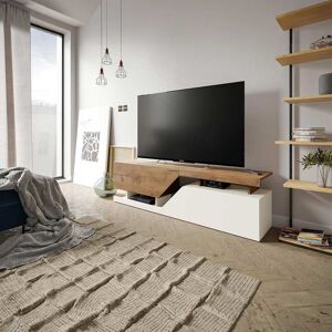 garneroarredamenti Mobile porta tv 160x46cm design moderno rovere bianco Modesta