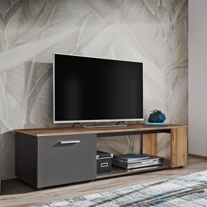 garneroarredamenti Mobile porta tv soggiorno 150x39cm nero opaco rovere Caravaggio