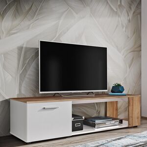 garneroarredamenti Mobile porta tv soggiorno 150x39cm bianco opaco rovere Caravaggio