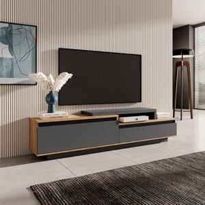 garneroarredamenti Mobile porta tv 180x43cm moderno rovere antracite Doron