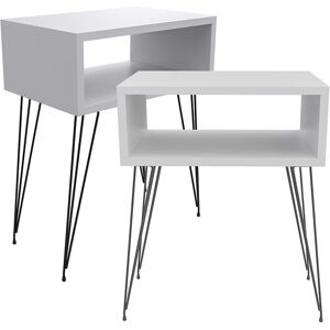 garneroarredamenti Set 2 comodini moderni design industrial 45x59cm bianco Jamar