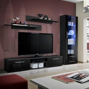 garneroarredamenti Parete attrezzata moderna 250x190cm nero lucido Las Vegas Gihome®