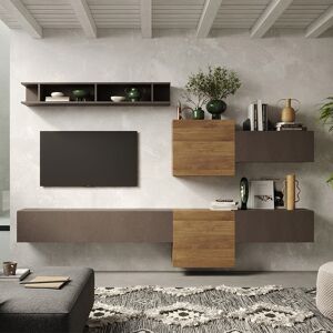 garneroarredamenti Parete attrezzata sospesa 262x190cm rovere marrone bronzo Sunset 22