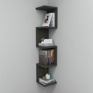 garneroarredamenti Libreria angolare da parete con ripiani 111x22cm antracite Reale