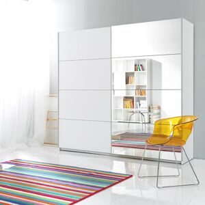 garneroarredamenti Armadio 221x210cm 2 ante scorrevoli con specchio bianco Pascal Gihome®