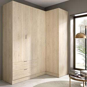 garneroarredamenti Armadio angolare 174x184cm con ante e cassetti legno rovere Juan