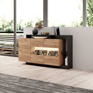 garneroarredamenti Credenza moderna 155x94cm con vetro rovere antracite Blob