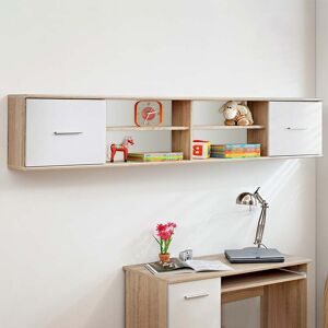 garneroarredamenti Libreria moderna sospesa 204x39cm quercia sonoma bianco opaco Ciak