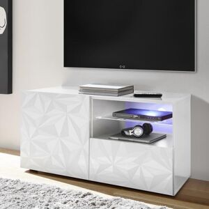 garneroarredamenti Mobile porta tv 1 anta 1 cassetto 122x57cm bianco lucido con serigrafia Marvis