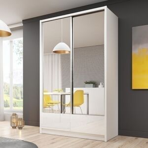 garneroarredamenti Armadio 134x214cm 2 ante con specchio bianco lucido Jeki Gihome®