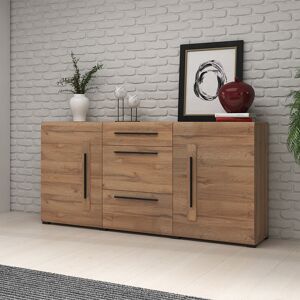 garneroarredamenti Credenza 180x86cm rovere nero moderna 2 ante 3 cassetti Maiorca