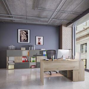 garneroarredamenti Arredo ufficio completo moderno rovere antracite lucido Time 10