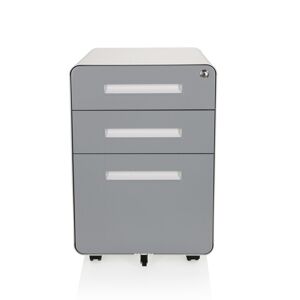 hjh OFFICE COLOR PLUS I   Metallo - Cassettiera con rotelle  bianco / grigio