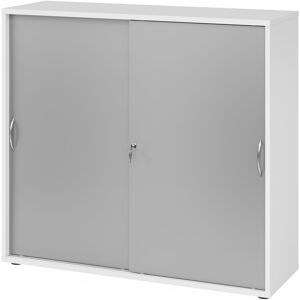 hjh OFFICE PRO BETA 1753S - 3 OH Armadio con ante scorrevoli Manico ad arco di metallo Bianco/Argento