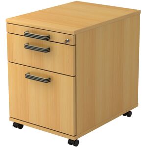 hjh OFFICE PRO SIGNA AC20 SG - Cassettiera con rotelle  Faggio Legno contenitore porta documenti maniglia in plastica