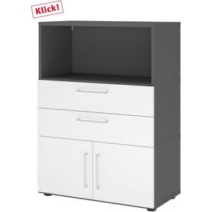 hjh OFFICE PRO FlexWall   Altezza 3 raccoglitori   ante + cassetti + unità   con piedini regolabili - Grafite/Bianco