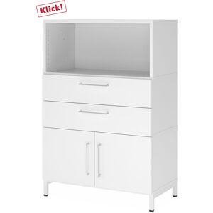 hjh OFFICE PRO FlexWall   Altezza 3 raccoglitori   ante + cassetti + unità   con telaio di base - Bianco/Bianco