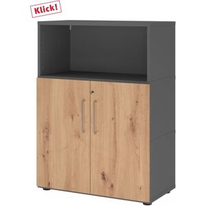 hjh OFFICE PRO FlexWall   Altezza 3 raccoglitori   ante + unità   con piedini regolabili - Grafite/Rovere Nodato