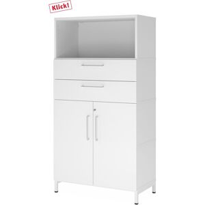 hjh OFFICE PRO FlexWall   Altezza 4 raccoglitori   ante + cassetti + unità   con telaio di base - Bianco/Bianco