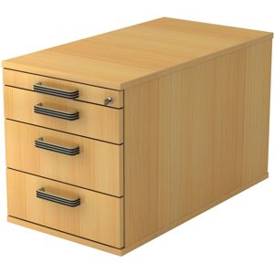 hjh OFFICE PRO SIGNA TC30 SG - Cassettiera con rotelle  Faggio Legno con 3 cassetti maniglia in plastica