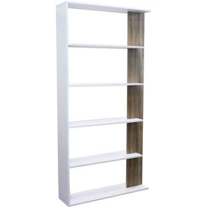 Milani Home libreria moderna di design in legno di design per salotto, soggiorno 90x23,5x18 Bianco 90 x 180 x 23.5 cm