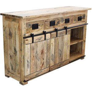 Milani Home madia legno di mango di design moderno industrial cm 150x45x90 h Marrone 150 x 90 x 45 cm