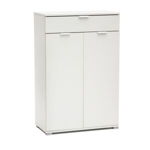 Milani Home armadietto con 2 ante e un cassetto per soggiorno cucina bagno fatto in Italia Bianco 75 x 112 x 38 cm