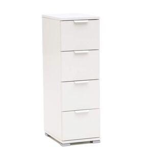 Milani Home cassettiera 4 cassetti per soggiorno cucina bagno fatto in Italia cm 27x38x85 h Bianco 60 x 174 x 38 cm