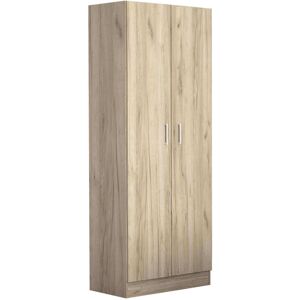 Milani Home armadio due ante di design spazioso in legno moderno 180x52x80 h Rovere grigio 77 x 190 x 50 cm