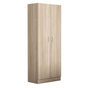 Milani Home armadio due ante di design spazioso in legno moderno 180x52x80 h Marrone 77 x 190 x 50 cm