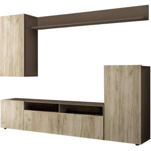 Milani Home parete attrezzata porta tv soggiorno moderna di design 207x34x170 h Marrone 210 x 170 x 36.5 cm