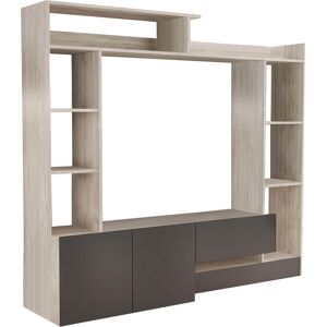 Milani Home parete attrezzata porta tv soggiorno moderna di design 180x28/40x165 h Marrone chiaro 180 x 165 x 40 cm