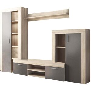 Milani Home parete attrezzata porta tv soggiorno moderna di design 263x40x200 h Antracite 259 x 180 x 40 cm