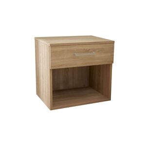 Milani Home comodino un cassetto e un vano di design moderno contemporaneo cm 44,5 x 35 x 4 Quercia Chiaro 44.4 x 43.5 x 33 cm