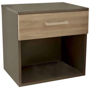 Milani Home comodino un cassetto e un vano di design moderno contemporaneo cm 44,5 x 35 x 4 Olmo 44.4 x 43.5 x 33 cm