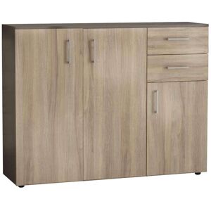 Milani Home madia moderna con 2 cassetti e tre ante di design moderno contemporaneo cm 106 Olmo 120 x 93 x 35 cm