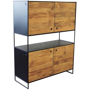 Milani Home credenza in legno massiccio di design moderno industrial cm 100 x 40 x 131 h Marrone 100 x 131 x 40 cm