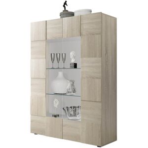 Milani Home vetrina moderna con 2 ante di design moderno industrial cm 121 x 166 x 43 h Marrone 121 x 166 x 43 cm