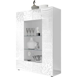 Milani Home vetrina moderna con 2 ante di design moderno industrial cm 121 x 166 x 42 h Bianco 121 x 166 x 42 cm