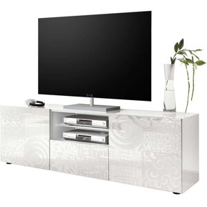 Milani Home porta tv moderno di design moderno industrial cm 181 x 57 x 42 h Bianco 181 x 57 x 42 cm