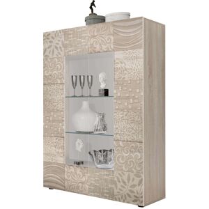 Milani Home vetrina moderna con 2 ante di design moderno industrial cm 121 x 166 x 42 h Marrone 121 x 166 x 42 cm