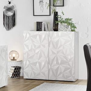 Milani Home credenza di design moderno di design moderno industrial cm 121 x 111 x 42 h Bianco 121 x 111 x 42 cm