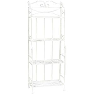 Milani Home Scaffale 4 Piani In Ferro Per Interno Esterno Ingresso Portico Piscina Giardino Bianco 61 x 156 x 32 cm